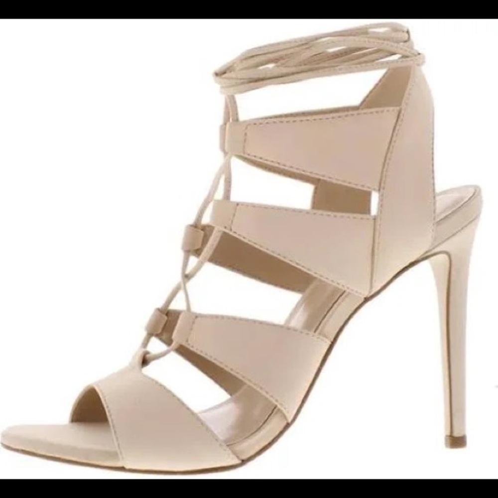 Steve Madden Sandalia Blush Nubuck Leather Lace-Up Heels